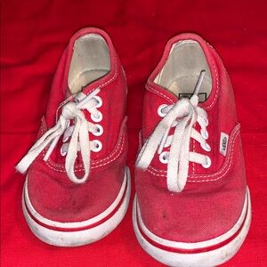 Vans Kids Red Canvas Sneakers